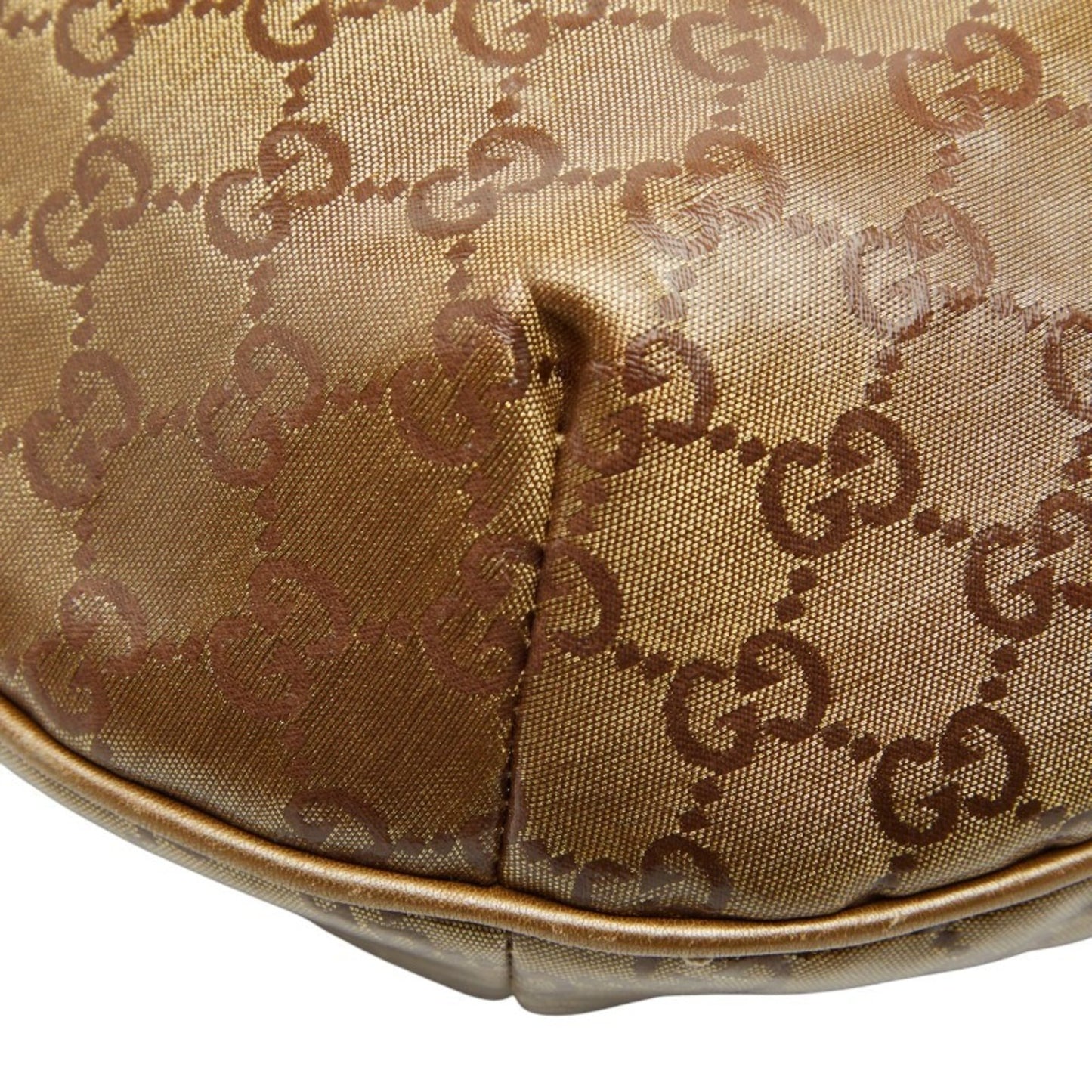 Gucci Gold Brown Gray Canvas Leather Shoulder Bag