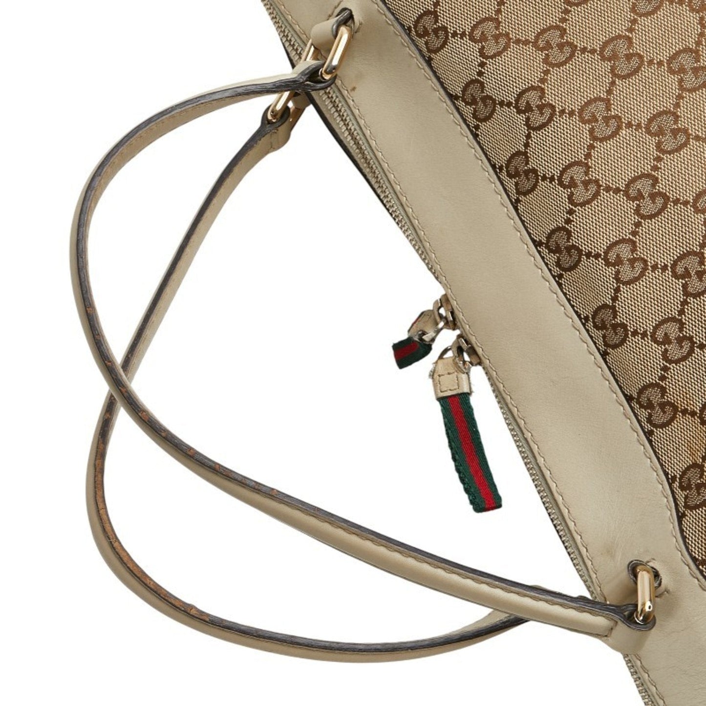 Gucci Gg Canvas Beige Gg Canvas Leather Shoulder Bag Tote Bag