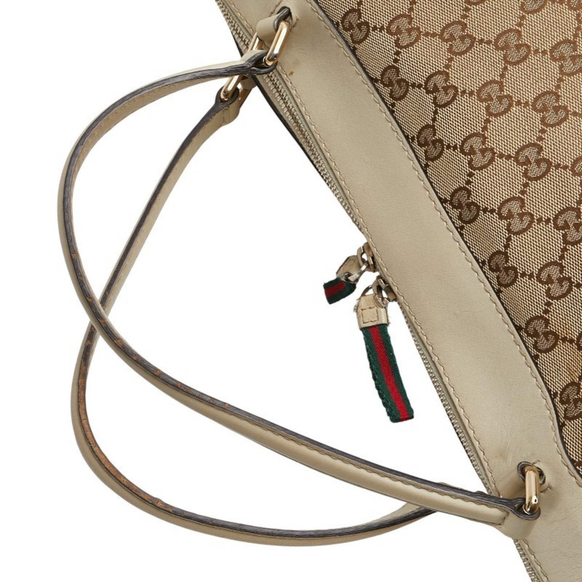 Gucci Gg Canvas Beige Gg Canvas Leather Shoulder Bag Tote Bag