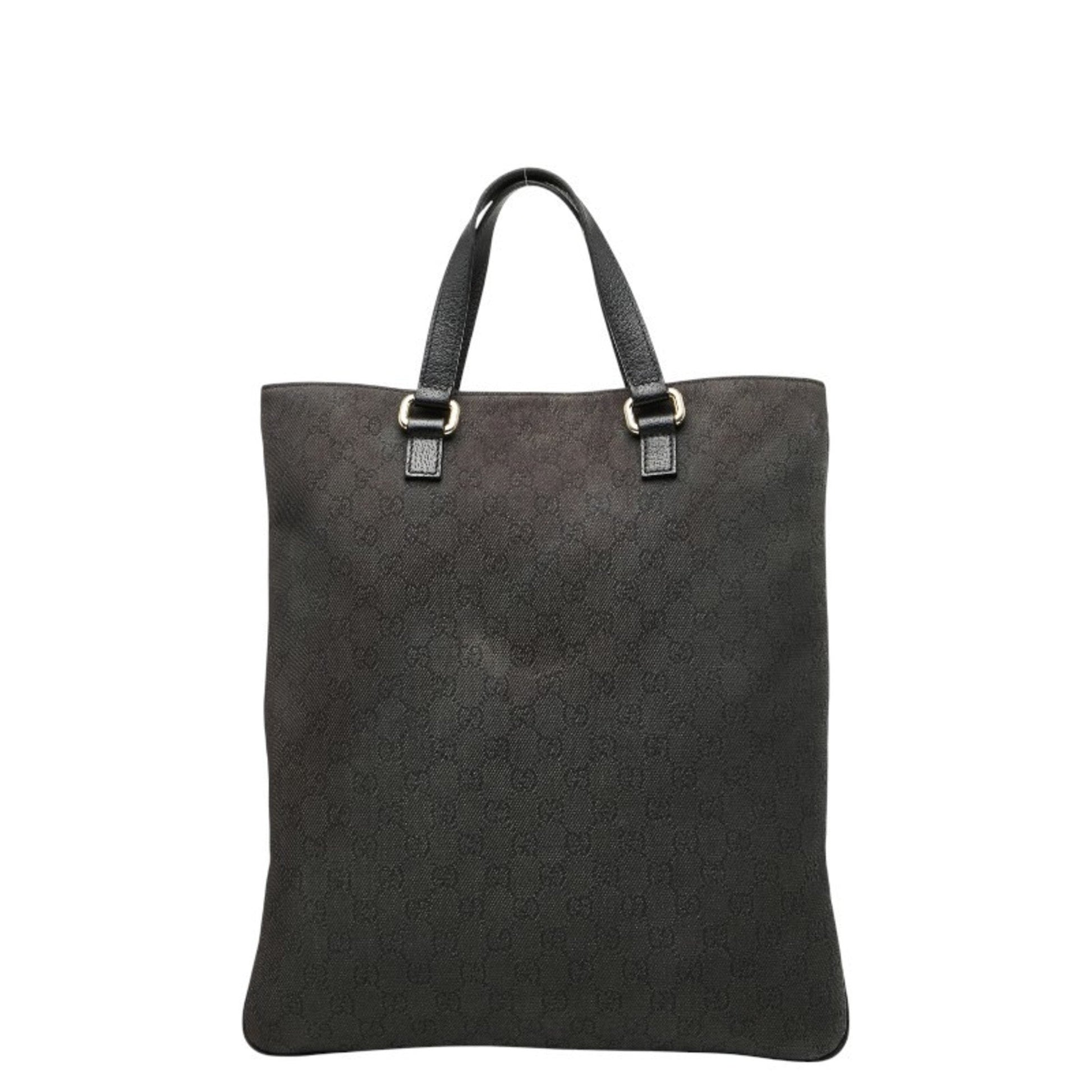 Gucci Black Canvas Leather Shoulder Bag Tote Bag