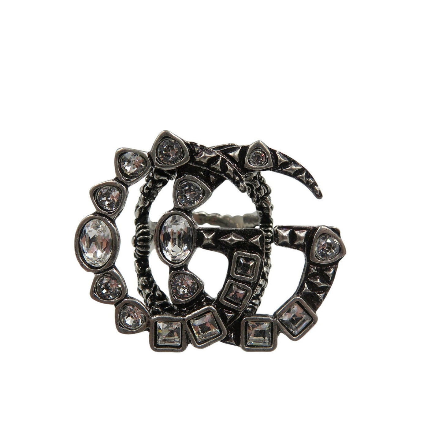 Gucci Silver Metal Rhinestone Band Ring