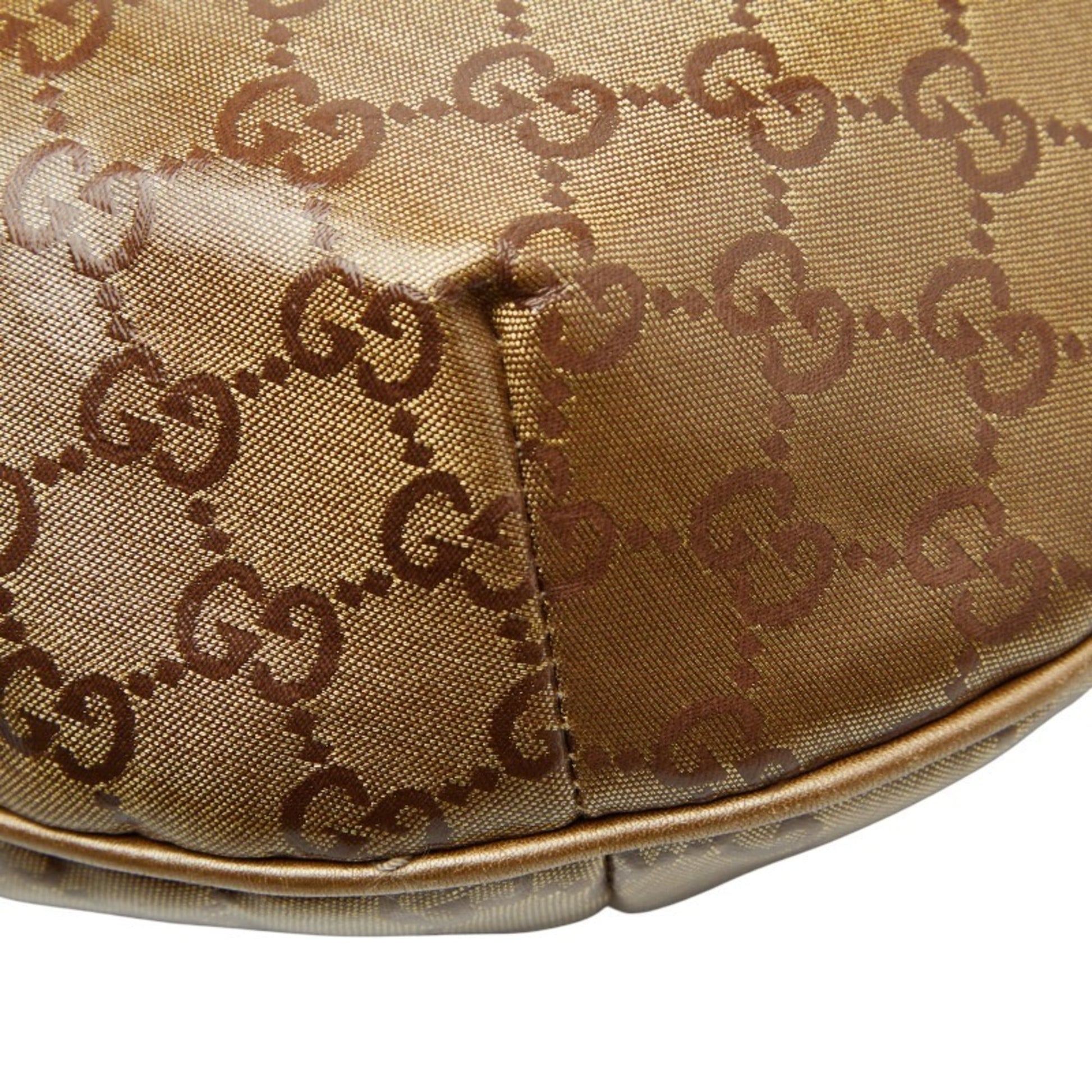 Gucci Gold Brown Gray Canvas Leather Shoulder Bag