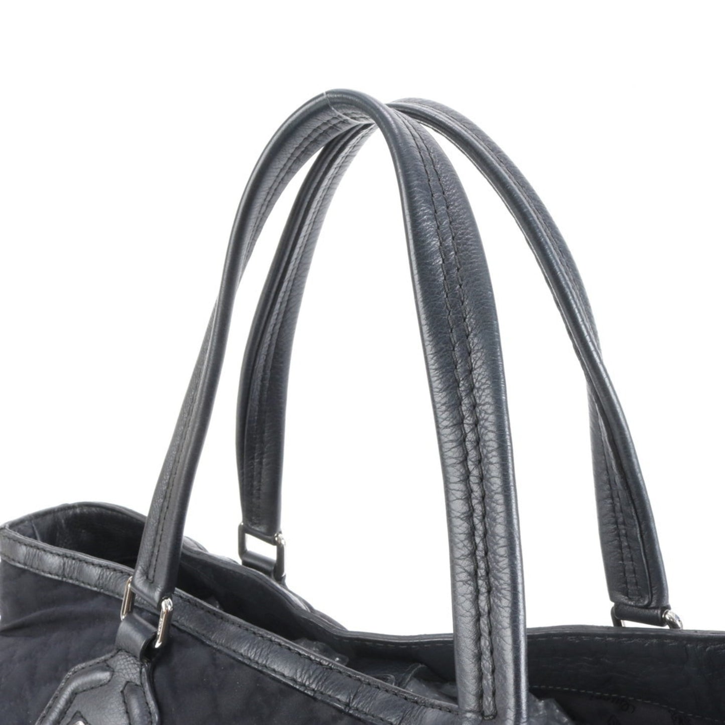 Gucci Black Leather Nylon Tote Bag