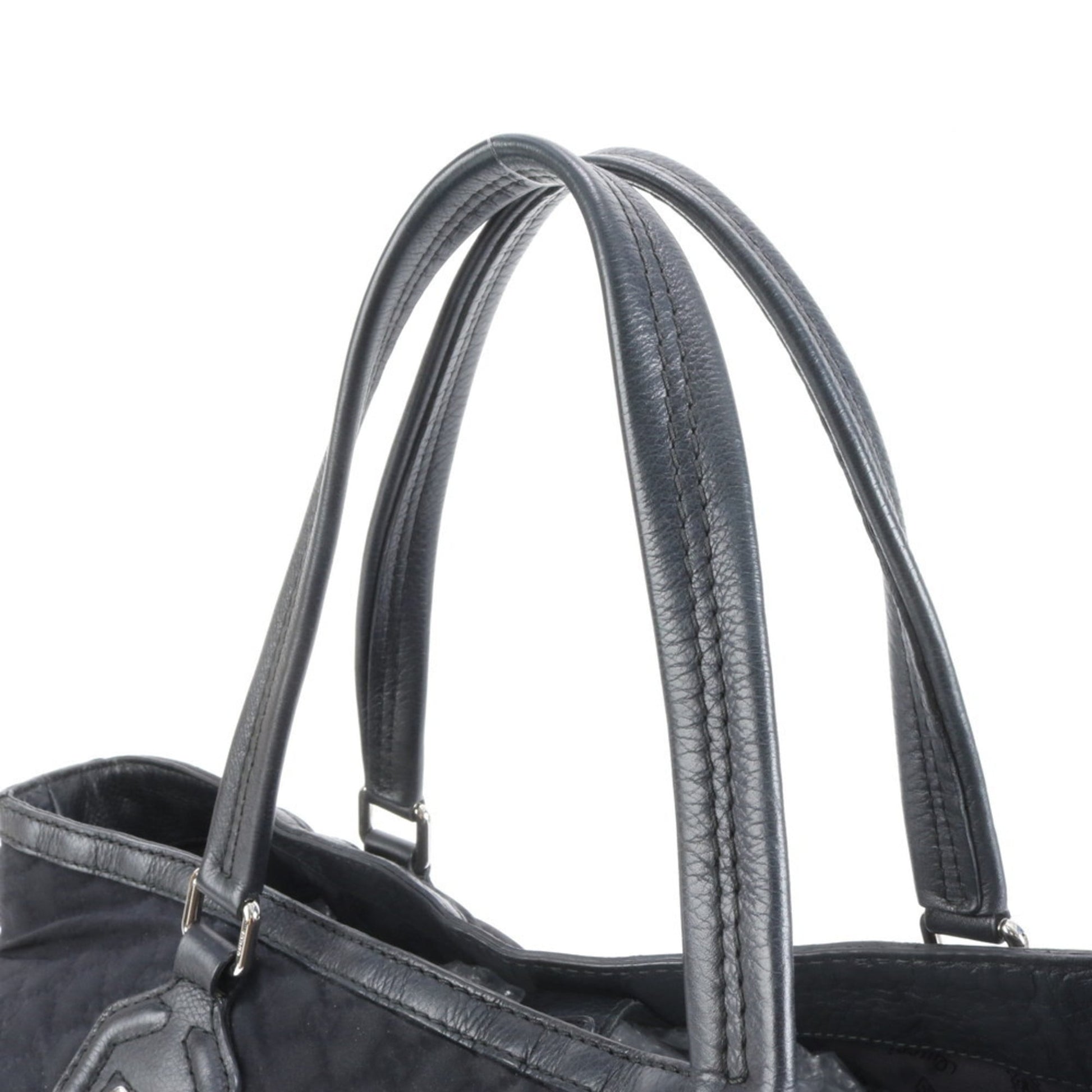 Gucci Black Leather Nylon Tote Bag
