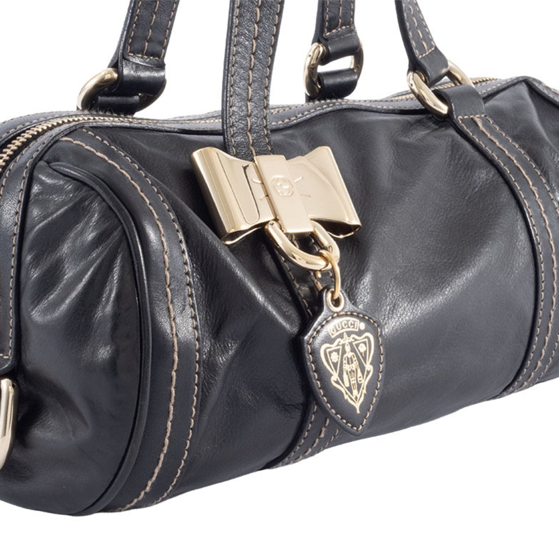 Gucci Hysteria Black Leather Boston Bag