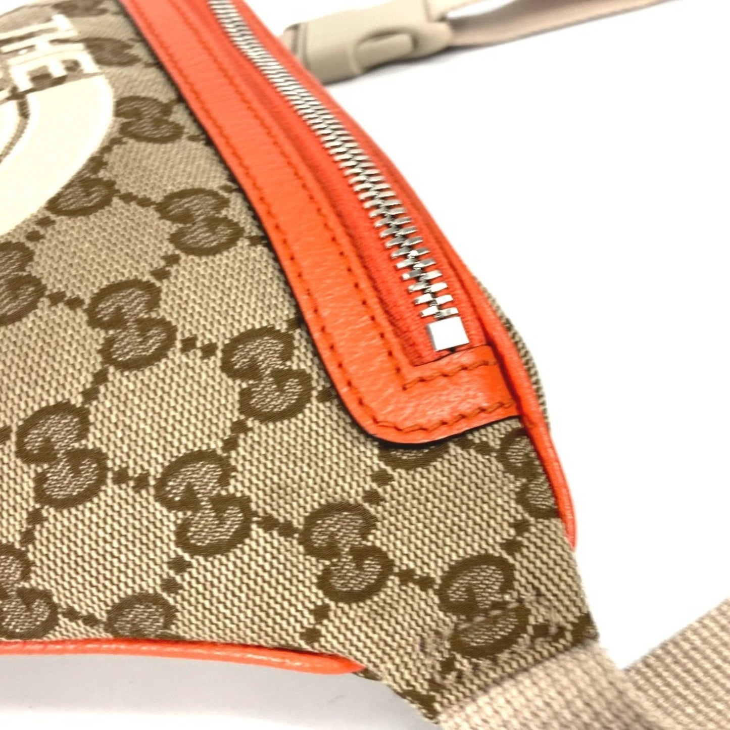 Gucci Beige Orange Leather Canvas Sling Bag