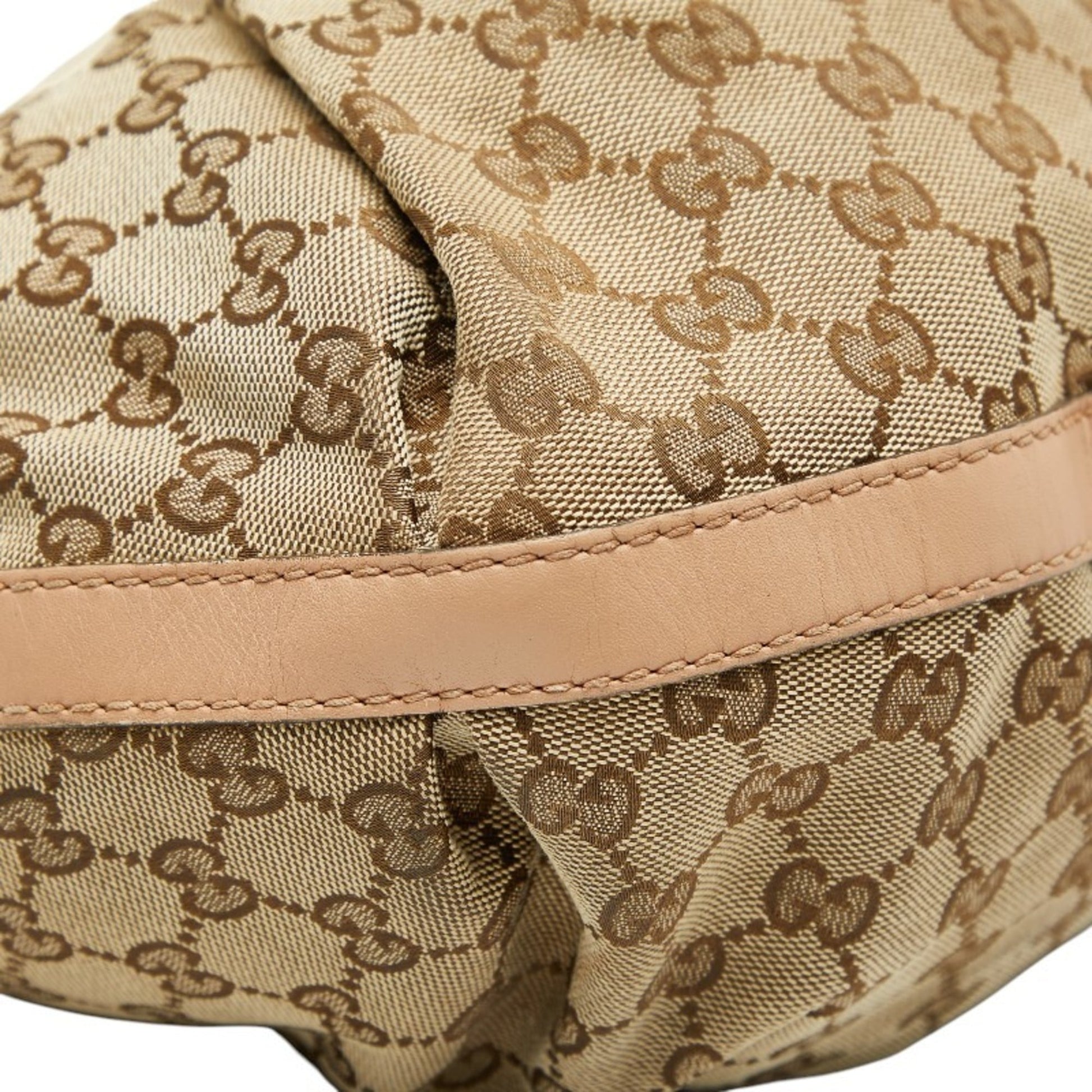 Gucci Beige Pink Canvas Leather Handbag