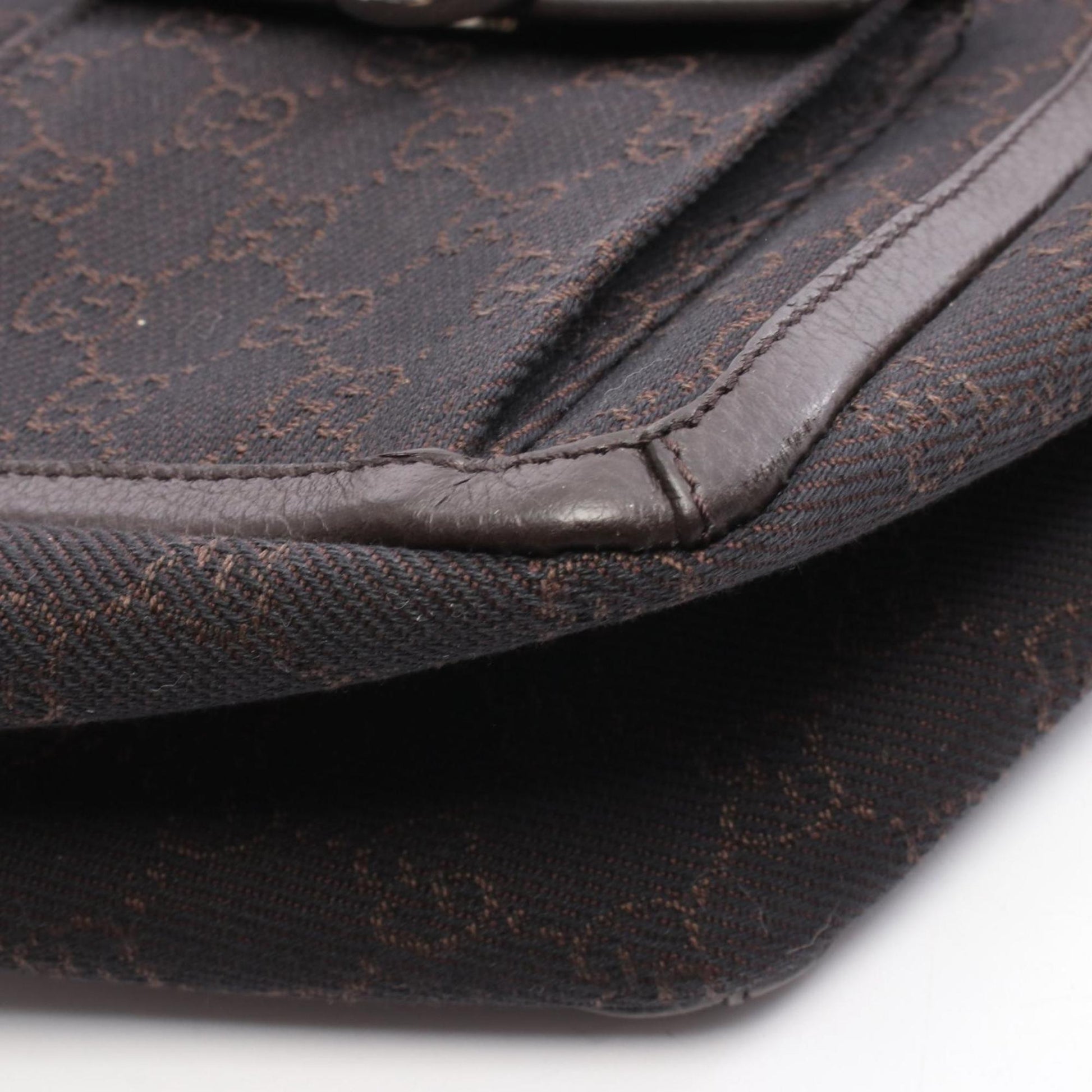 Gucci Brown Canvas Leather Tote Bag