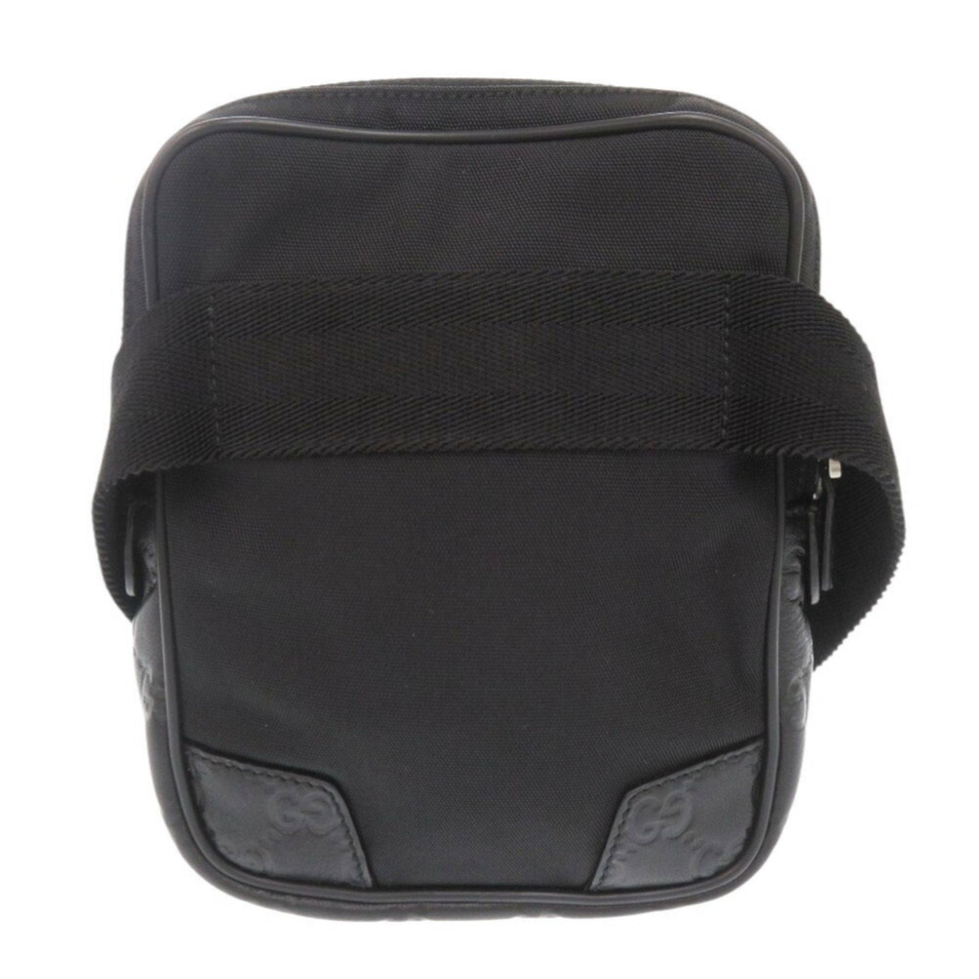 Gucci Black Nylon Gg Leather Fanny Pack Shoulder Bag