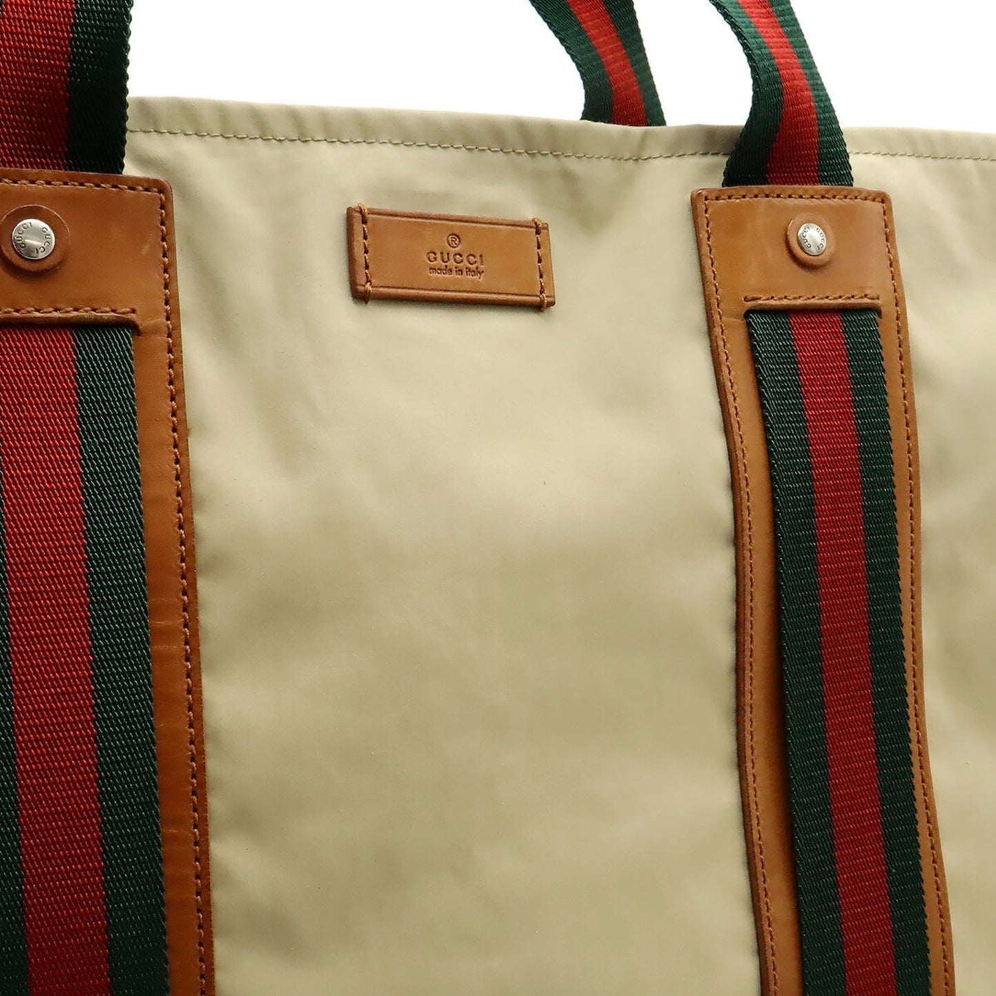 Gucci Sherry Line Beige Brown Green Red Color Canvas Leather Shoulder Bag Tote Bag
