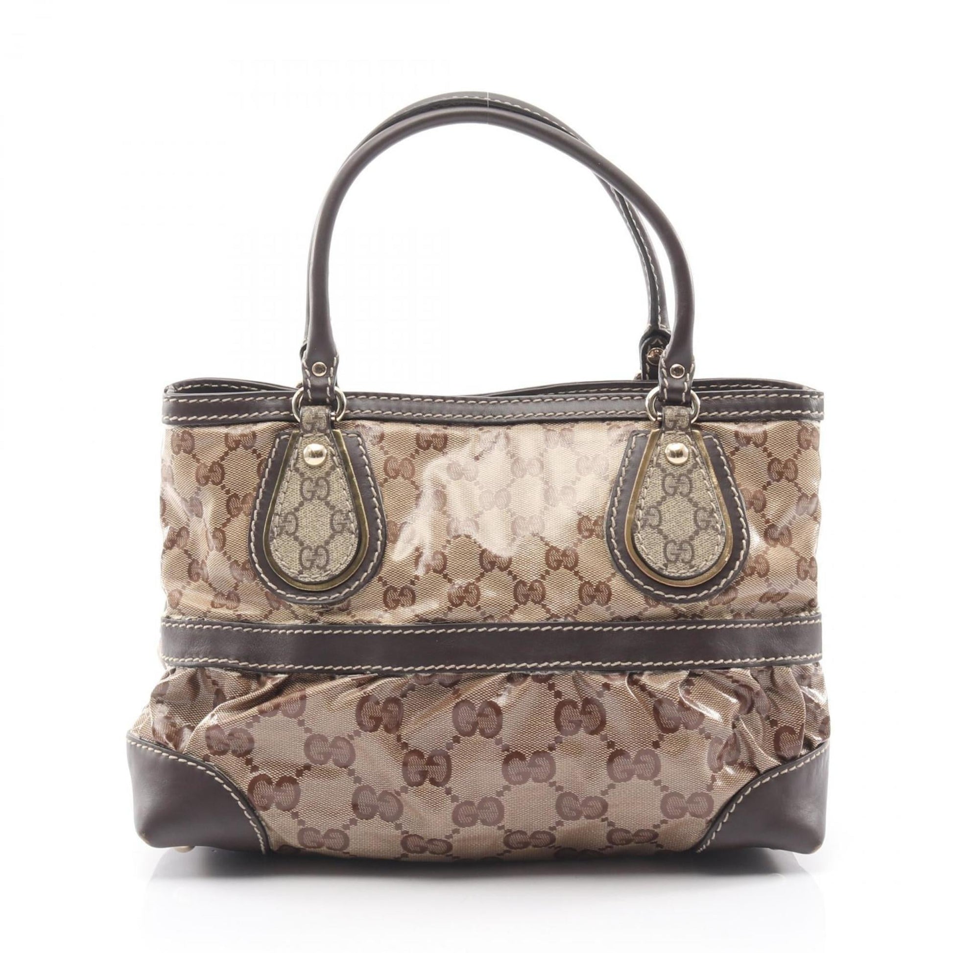 Gucci Beige Brown Pvc Leather Tote Bag