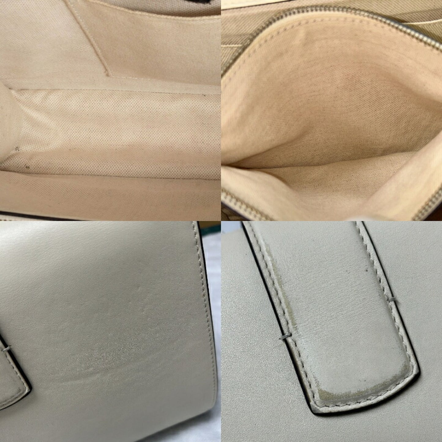 Gucci Ivory Navy Red Color Bamboo Leather Shoulder Bag