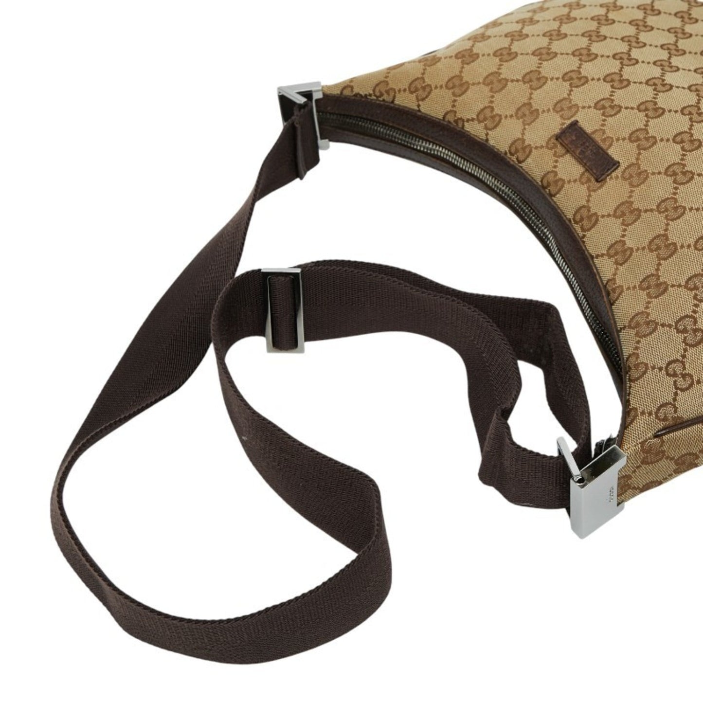 Gucci Beige Brown Canvas Leather Shoulder Bag