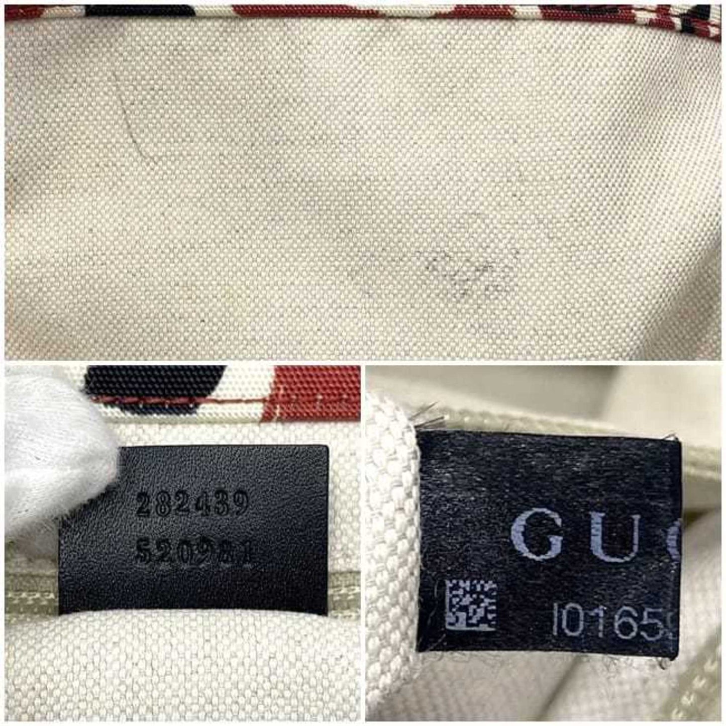 Gucci Black Red Color Canvas Leather Handbag Tote Bag