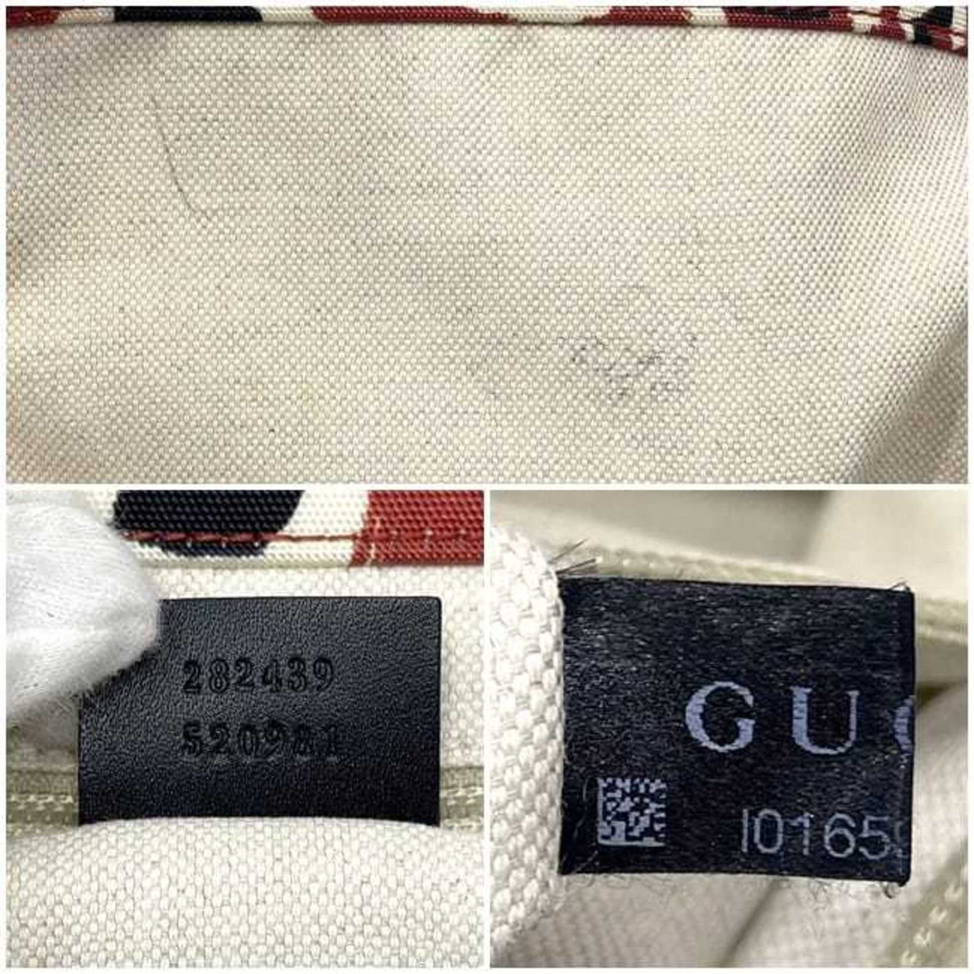 Gucci Black Red Color Canvas Leather Handbag Tote Bag