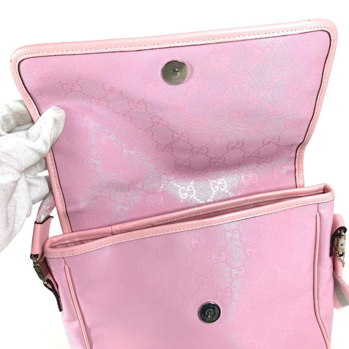 Gucci Gg Imprimé Pink Gg Imprimé Leather Messenger Bag Shoulder Bag