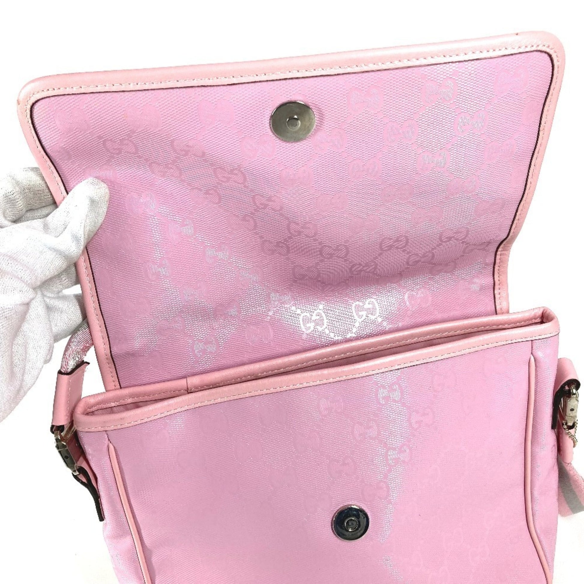 Gucci Gg Imprimé Pink Gg Imprimé Leather Messenger Bag Shoulder Bag
