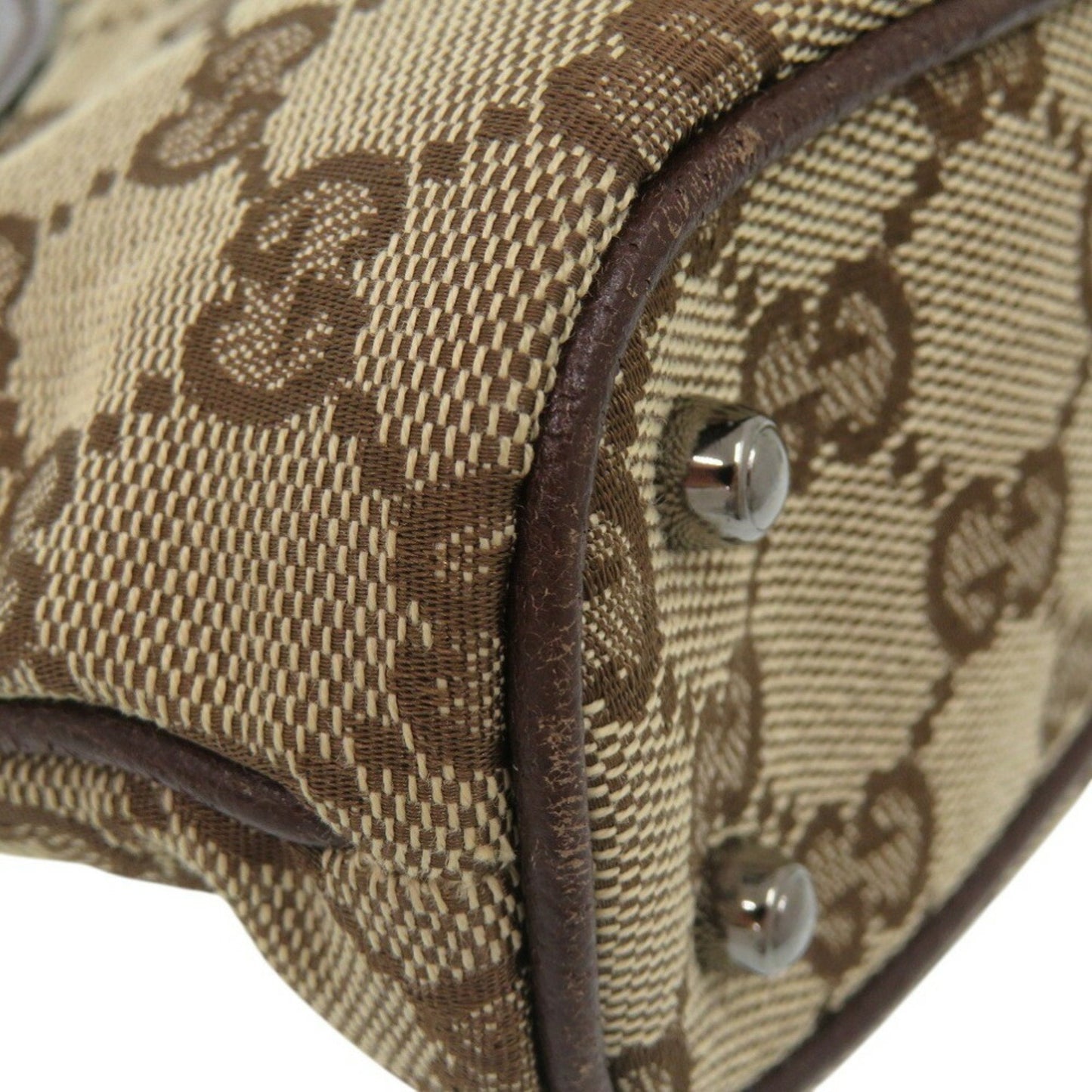 Gucci Beige Gg Canvas Leather Handbag Shoulder Bag