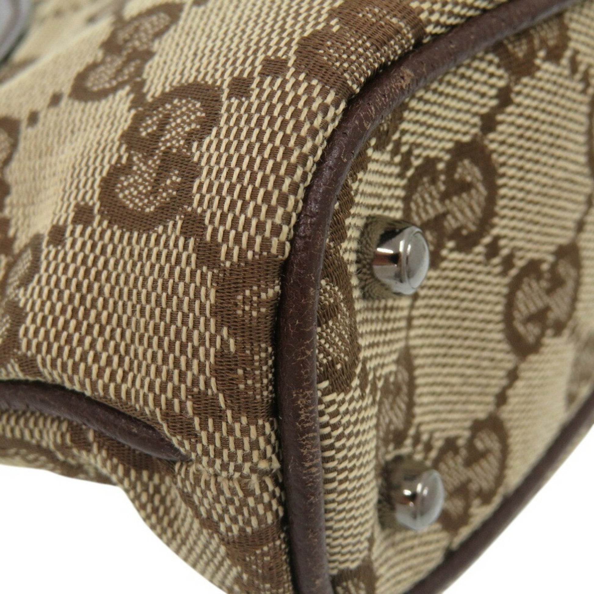 Gucci Beige Gg Canvas Leather Handbag Shoulder Bag