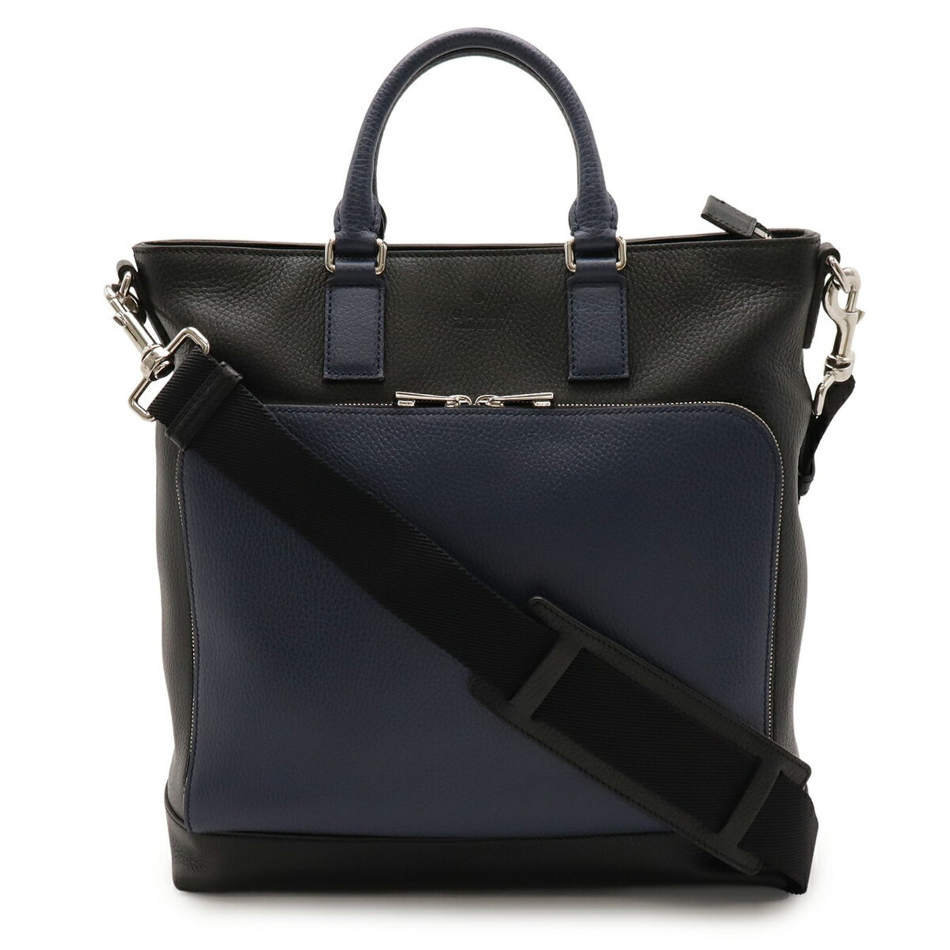 Gucci Black Navy Leather Shoulder Bag Tote Bag