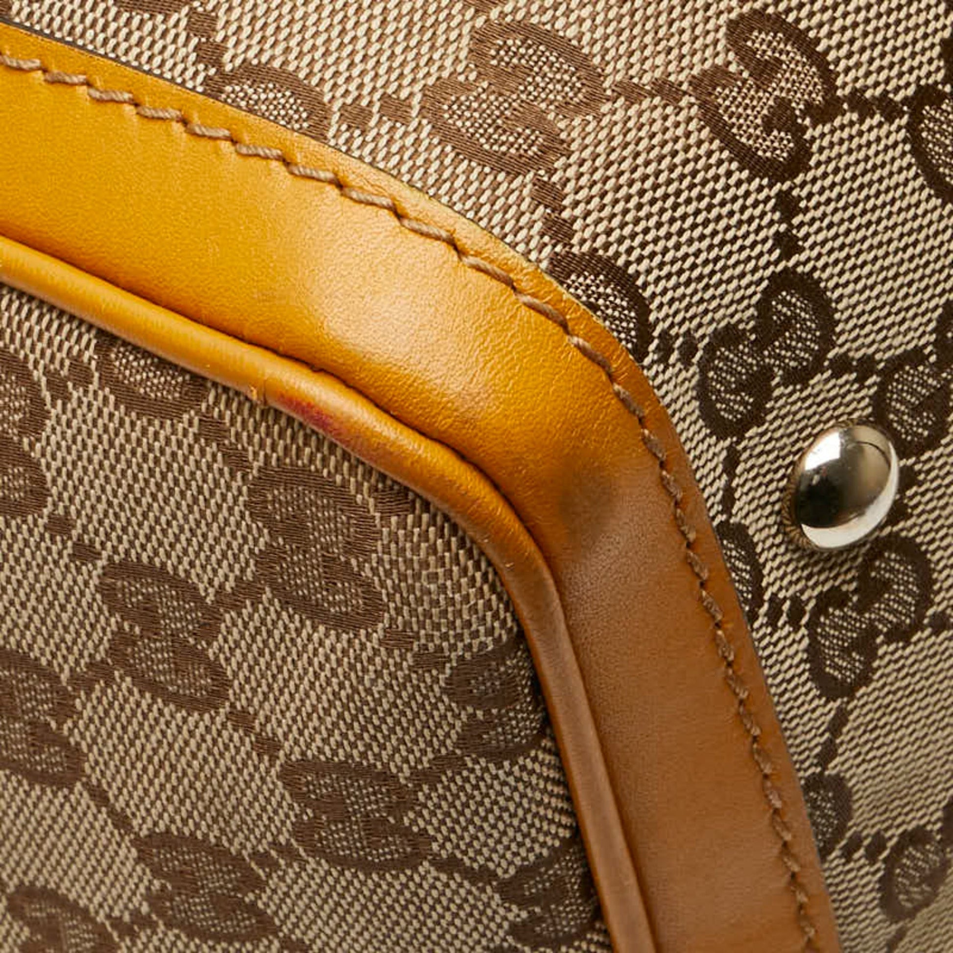 Gucci Beige Yellow Canvas Leather Shoulder Bag