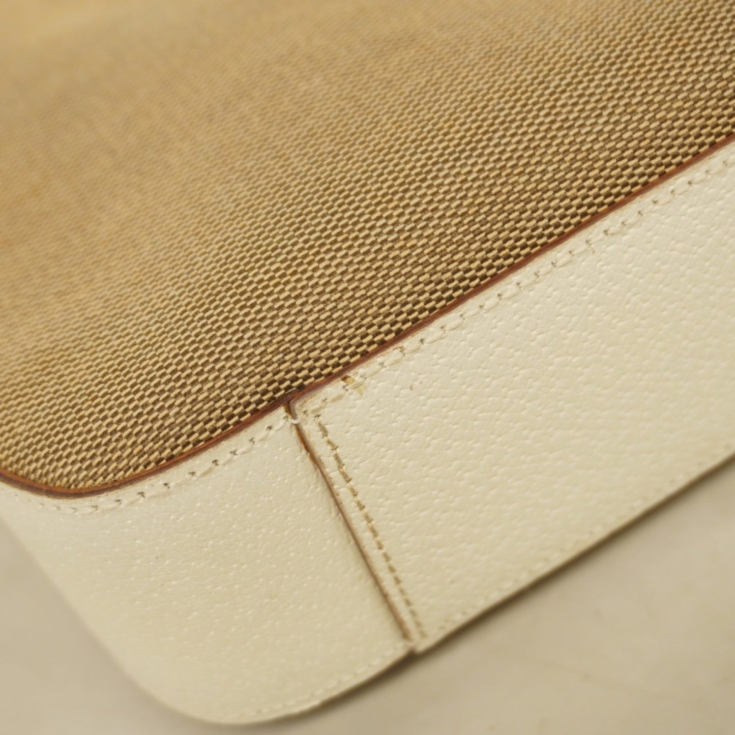 Gucci Beige White Canvas Shoulder Bag