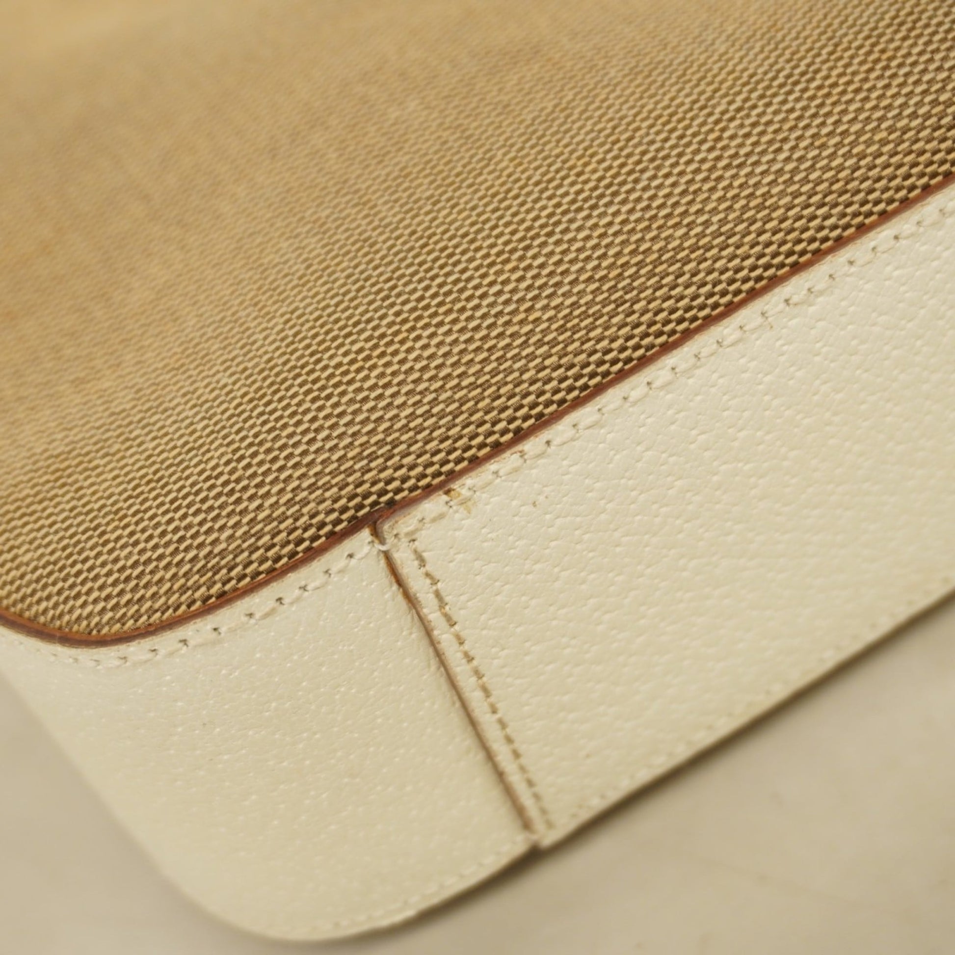 Gucci Beige White Canvas Shoulder Bag