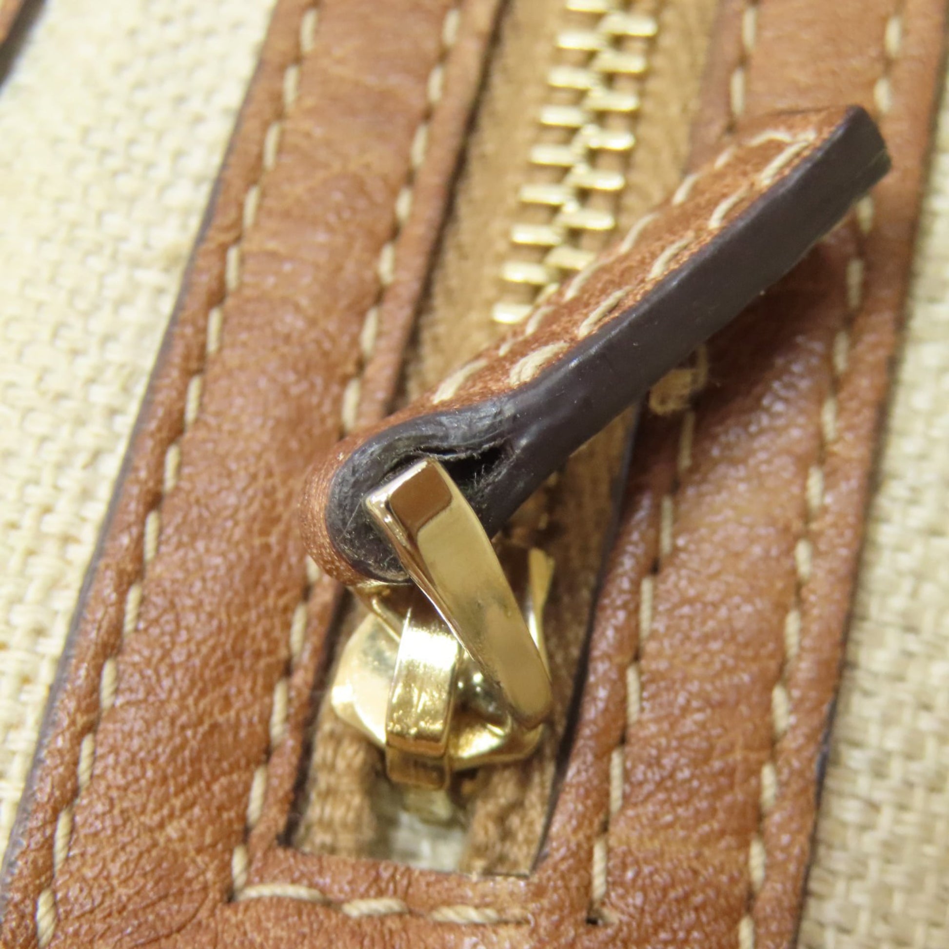 Gucci Blue Brown Orange Leather Straw Tote Bag