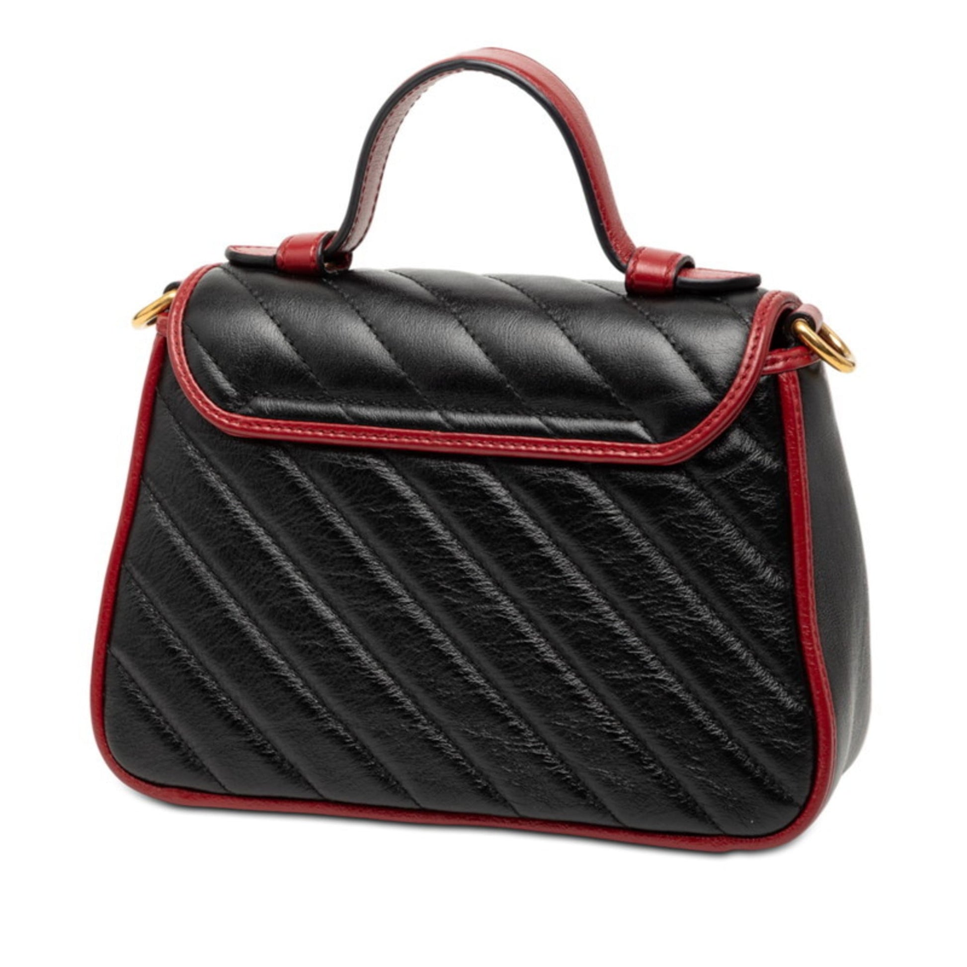 Gucci Black Red Color Leather Shoulder Bag