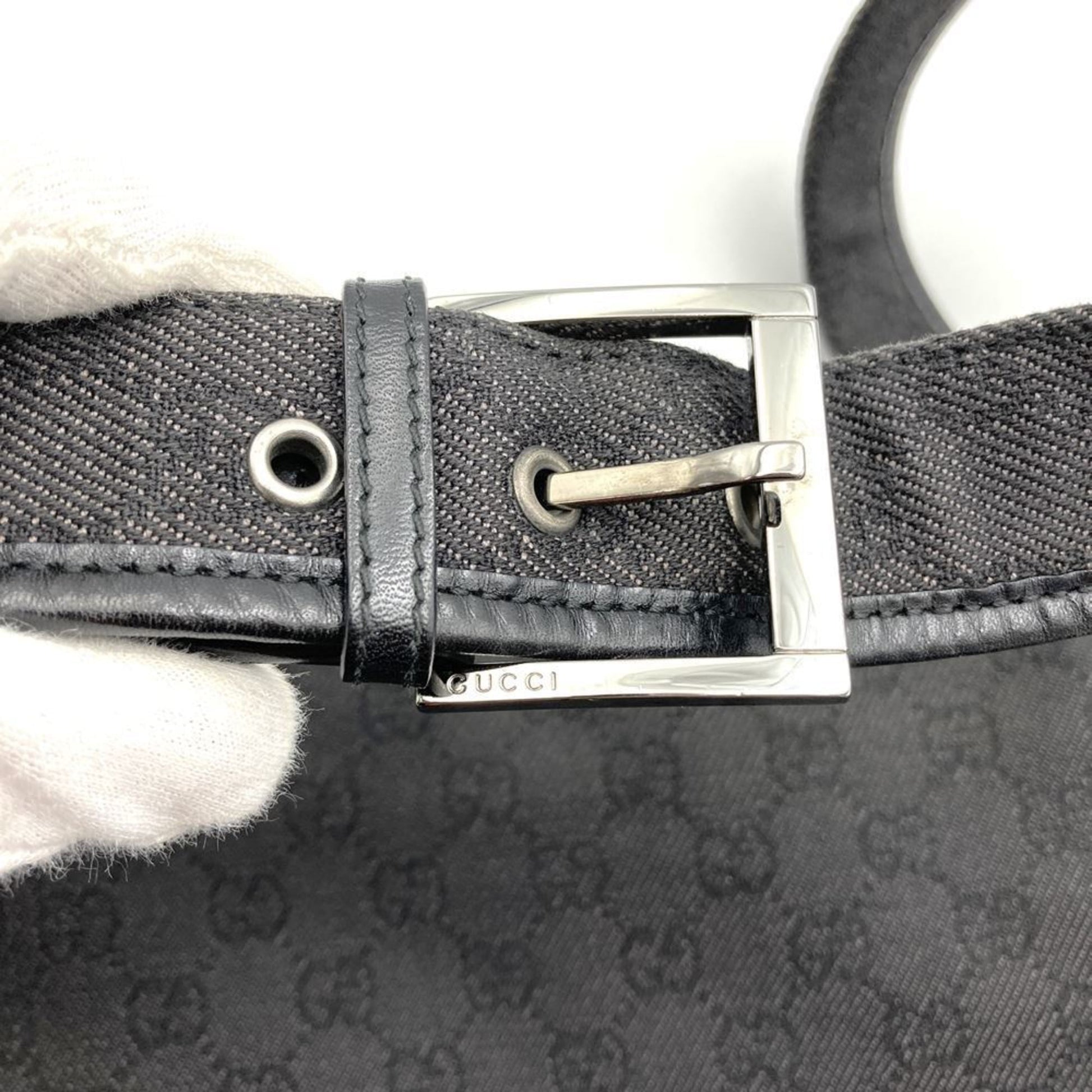Gucci Black Denim Leather Shoulder Bag