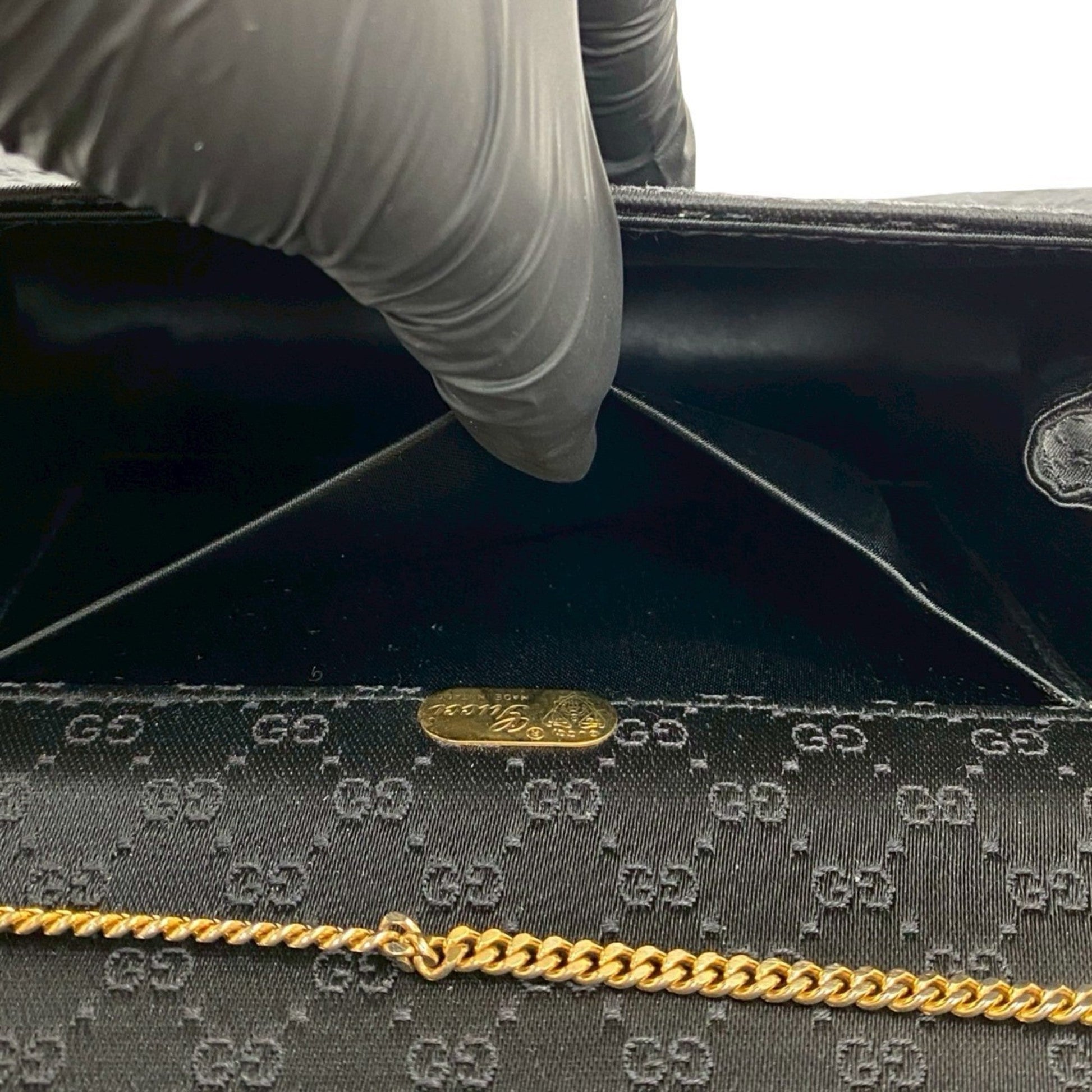 Gucci Black Satin Shoulder Bag