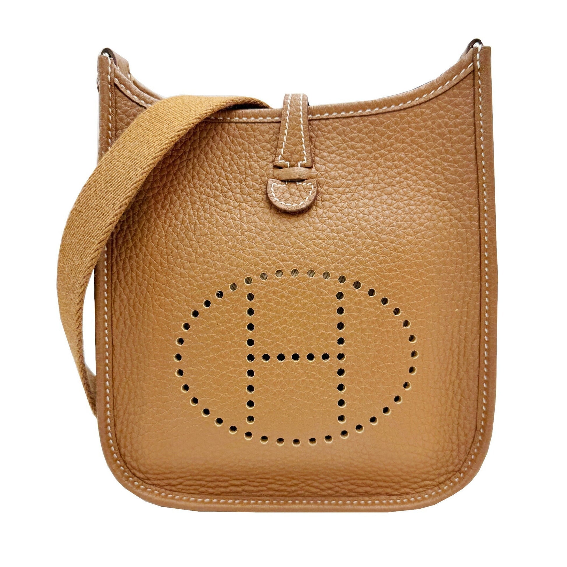 Hermes Taurillon Clemence Shoulder Bag Leather Gold