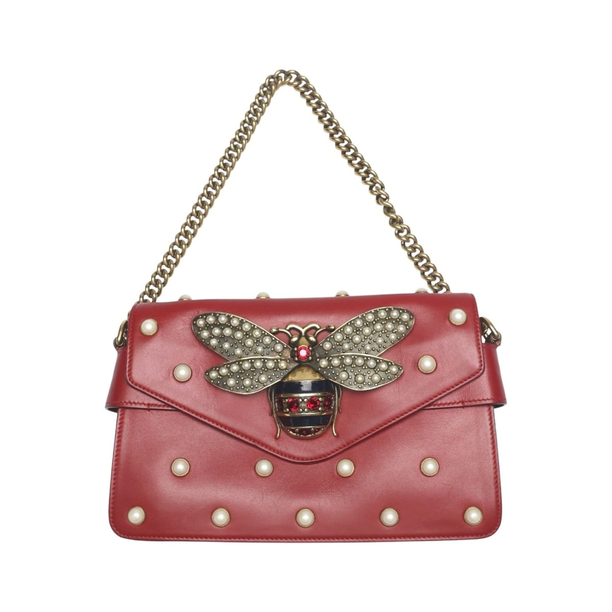 Gucci Red Color Leather Handbag Shoulder Bag