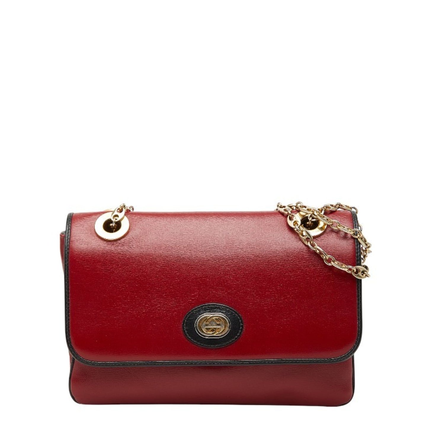 Gucci Black Red Color Leather Shoulder Bag