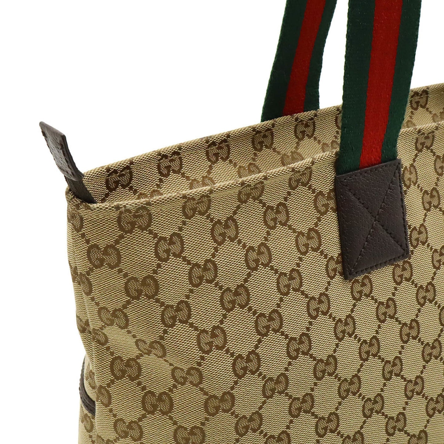 Gucci Beige Green Ivory Khaki Red Color Gg Canvas Leather Shoulder Bag Tote Bag