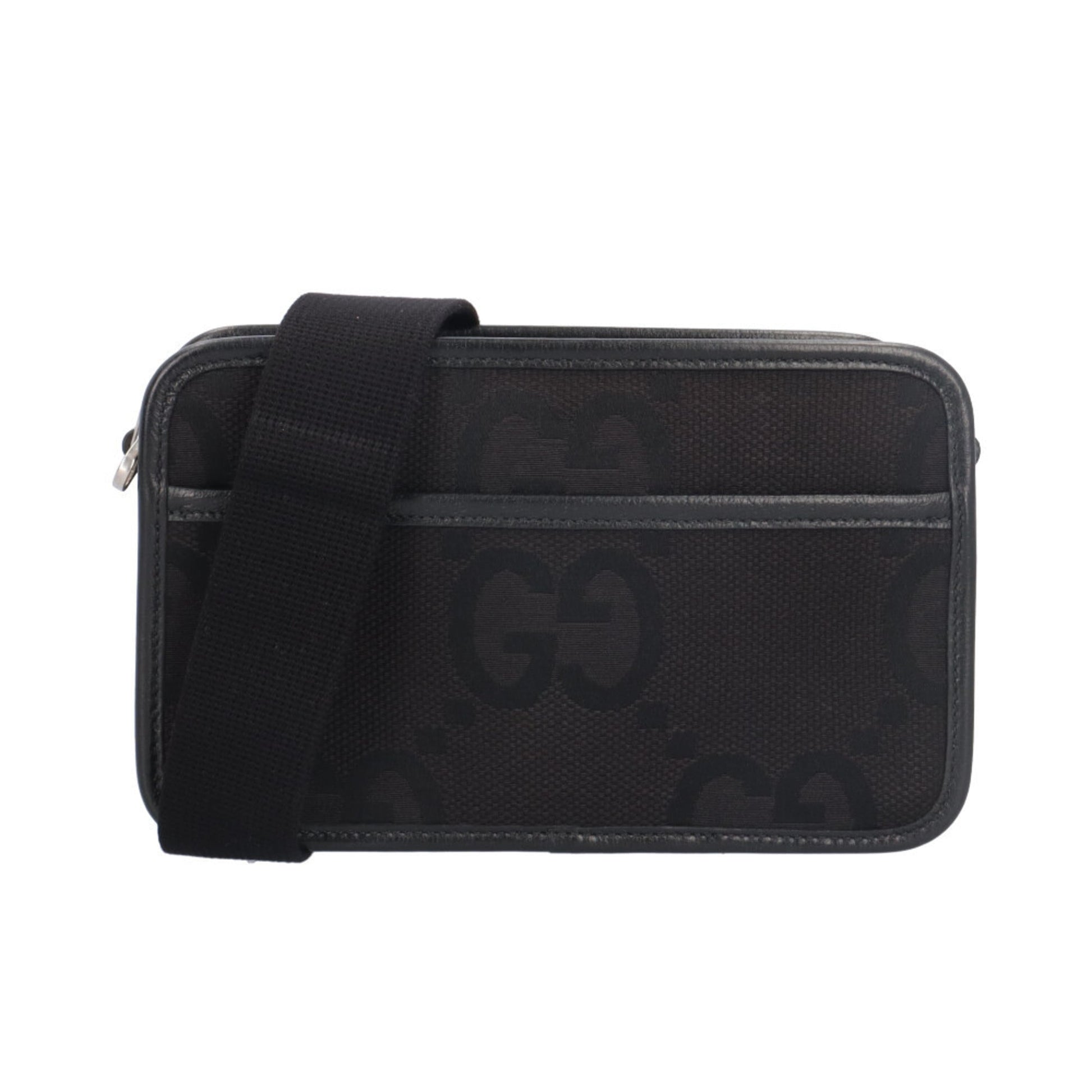 Gucci Black Gg Canvas Leather Shoulder Bag