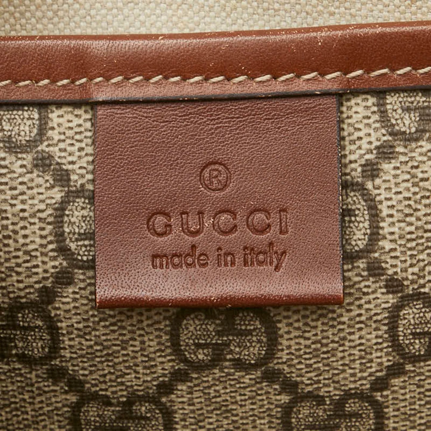 Gucci Beige Brown Pvc Leather Tote Bag