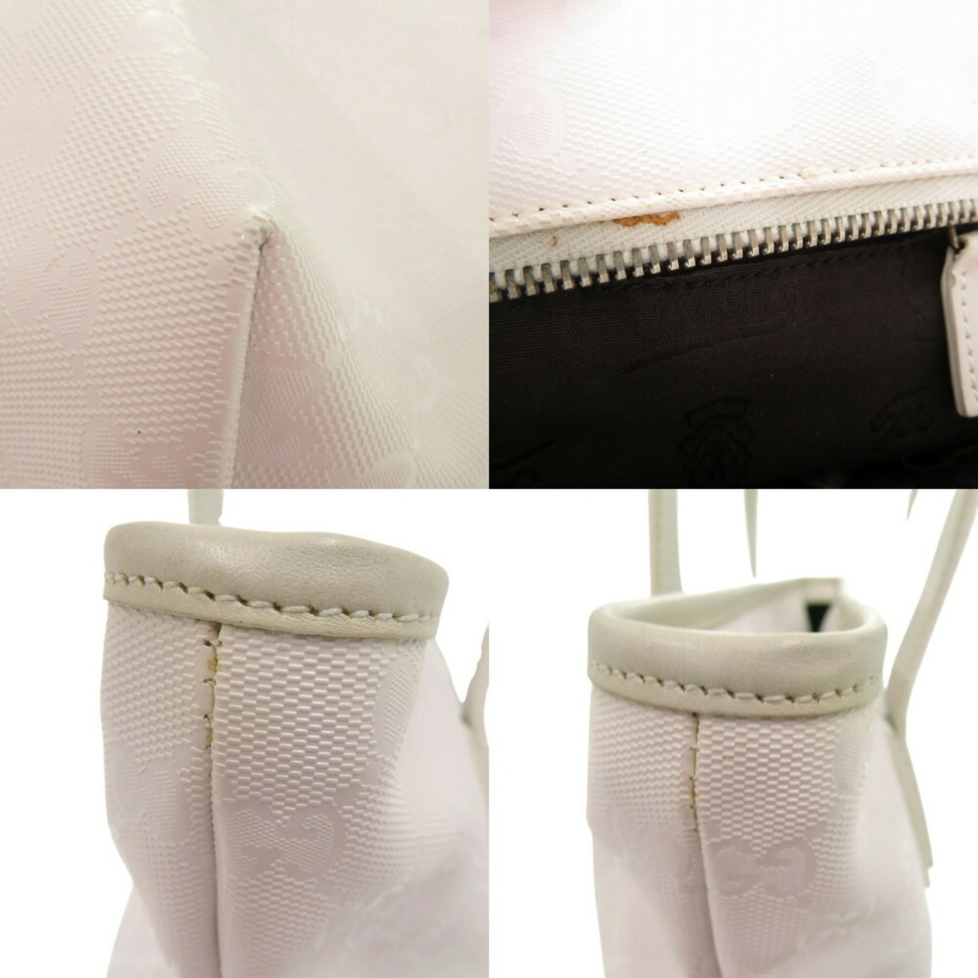 Gucci White Pvc Leather Tote Bag