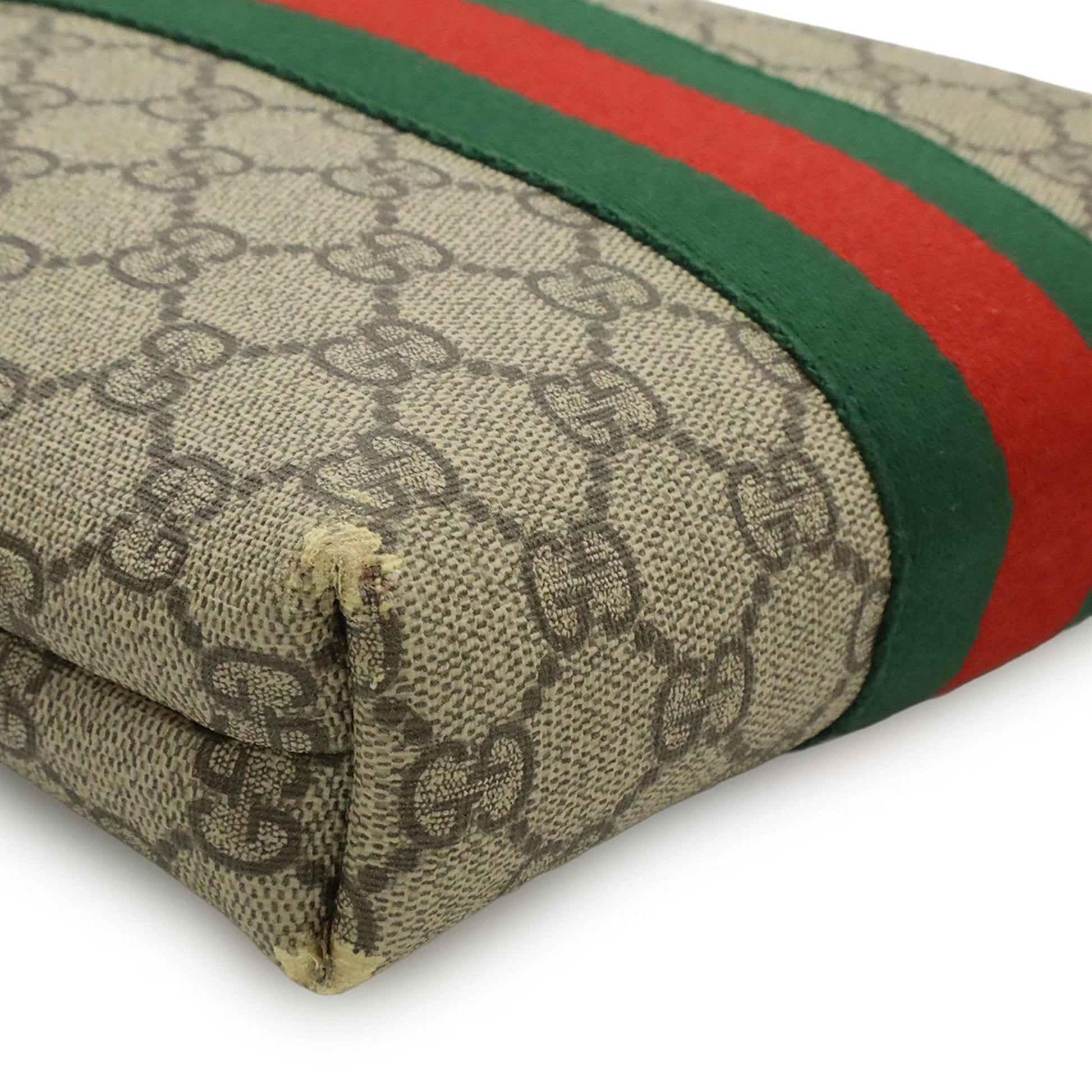 Gucci Beige Black Green Red Color Gg Supreme Leather Shoulder Bag