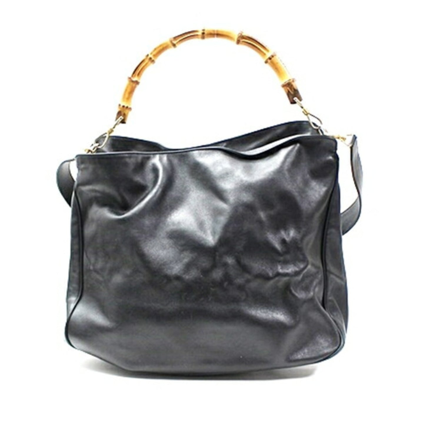 Gucci Bamboo Black Gray Leather Shoulder Bag