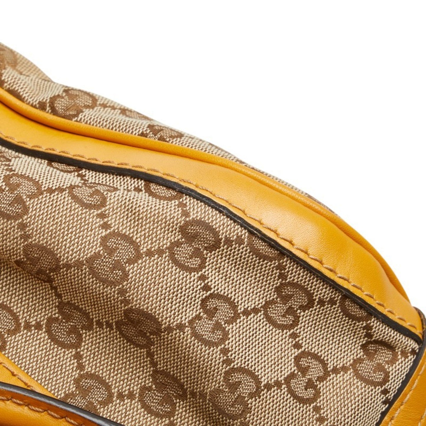 Gucci Beige Yellow Canvas Leather Shoulder Bag