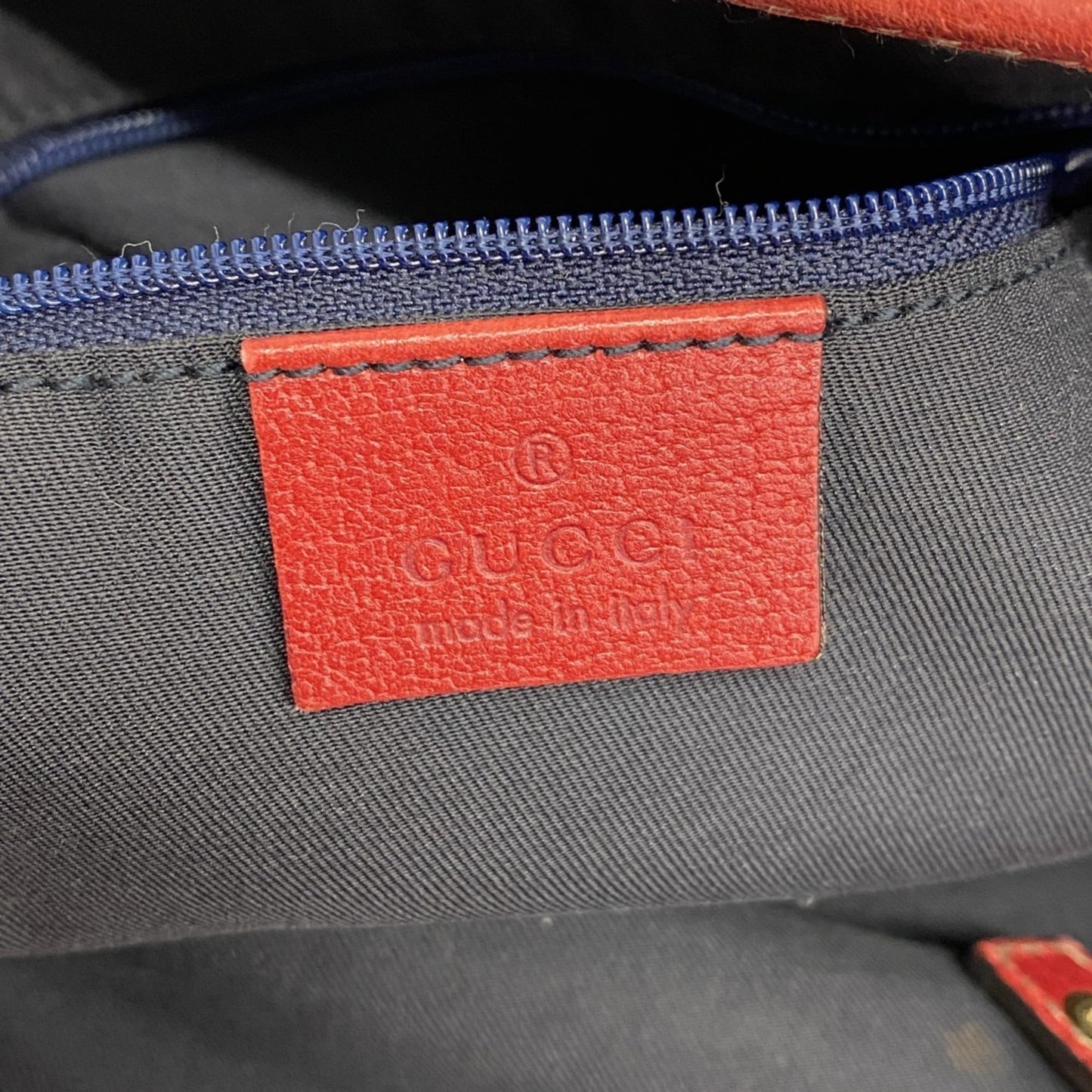 Gucci Beige Navy Red Color Canvas Tote Bag