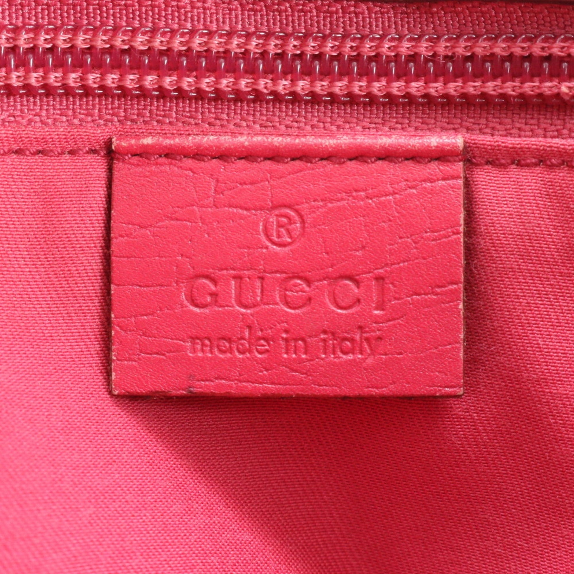 Gucci Brown Red Color Leather Coated Canvas Tote Bag