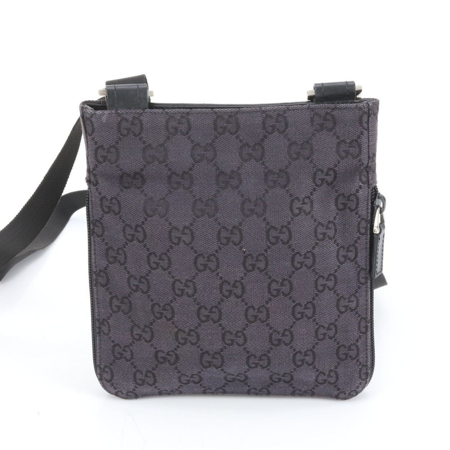 Gucci Black Purple Leather Canvas Shoulder Bag