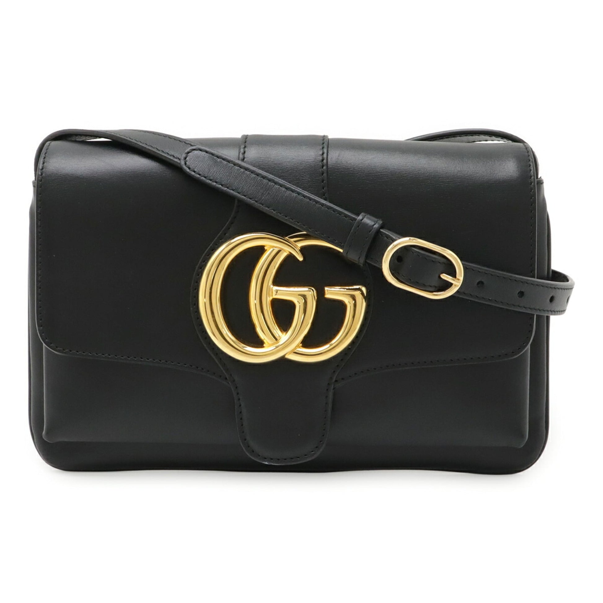 Gucci Gg Marmont Black Leather Pochette Shoulder Bag