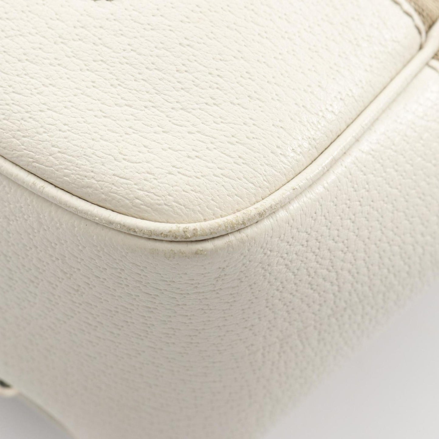 Gucci Beige White Canvas Leather Tote Bag