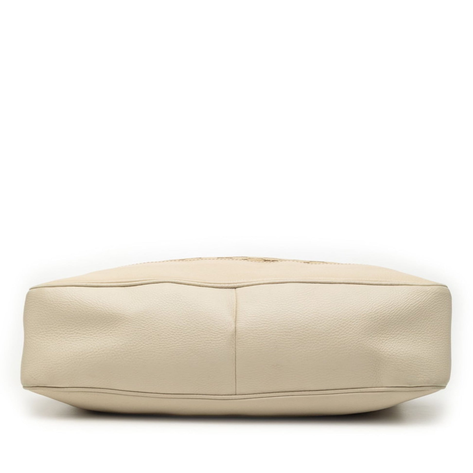 Gucci Beige White Canvas Leather Shoulder Bag
