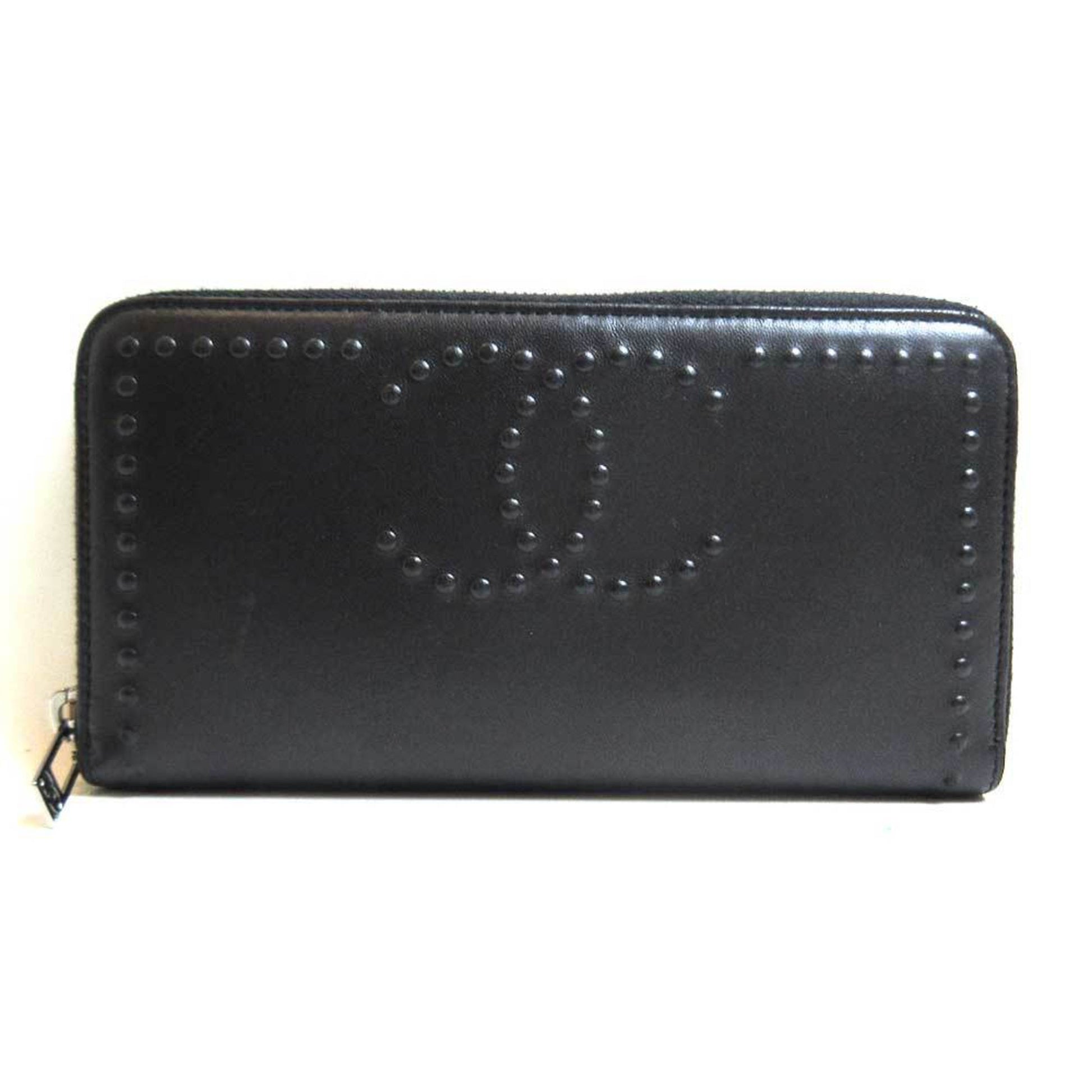 Chanel wallet long round black lambskin