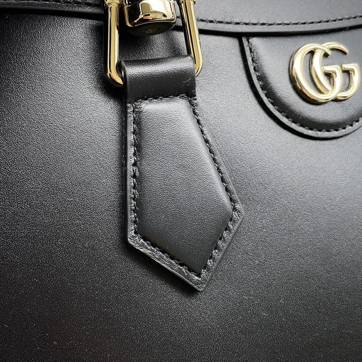 Gucci Black Leather Handbag Shoulder Bag Tote Bag
