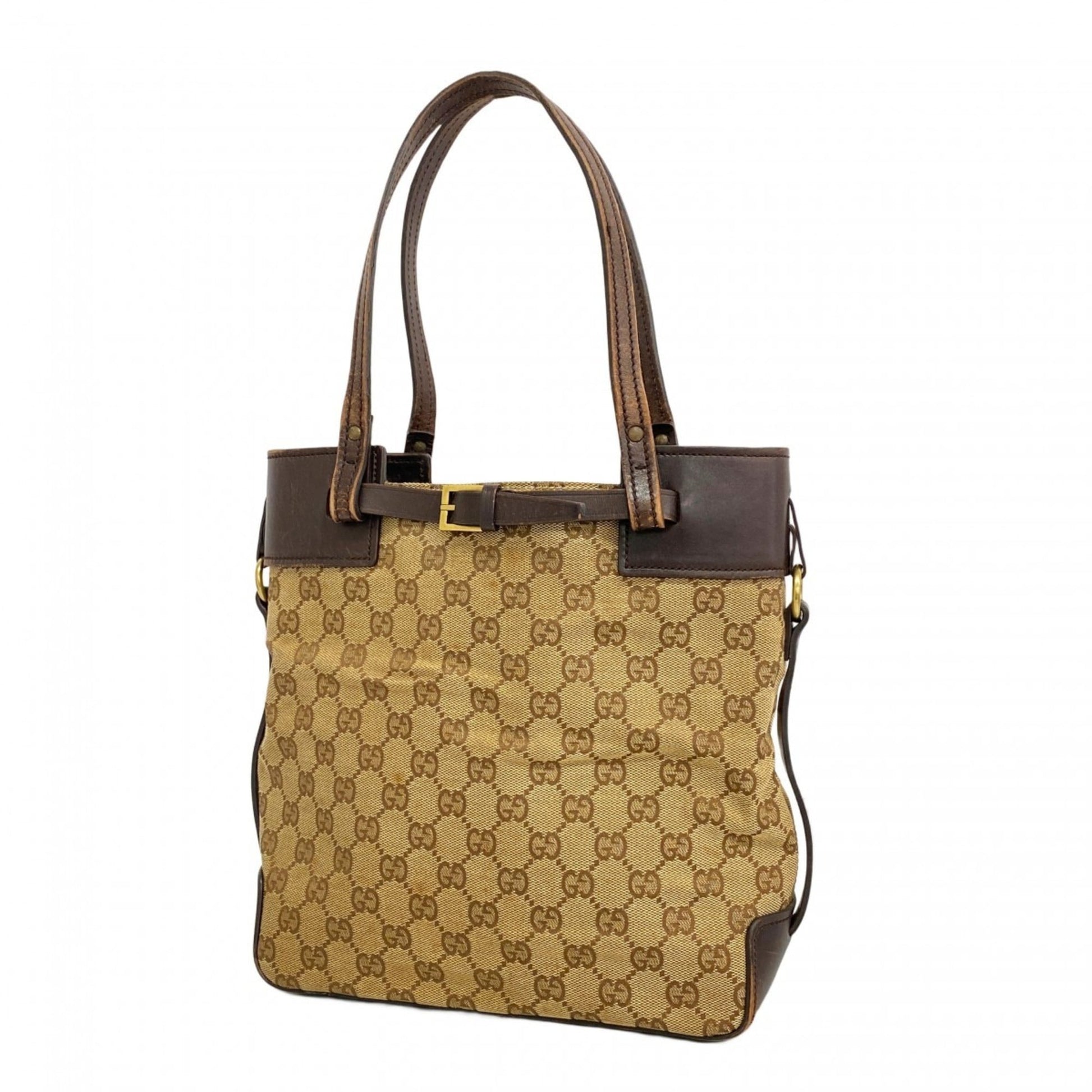 Gucci Beige Brown Canvas Handbag